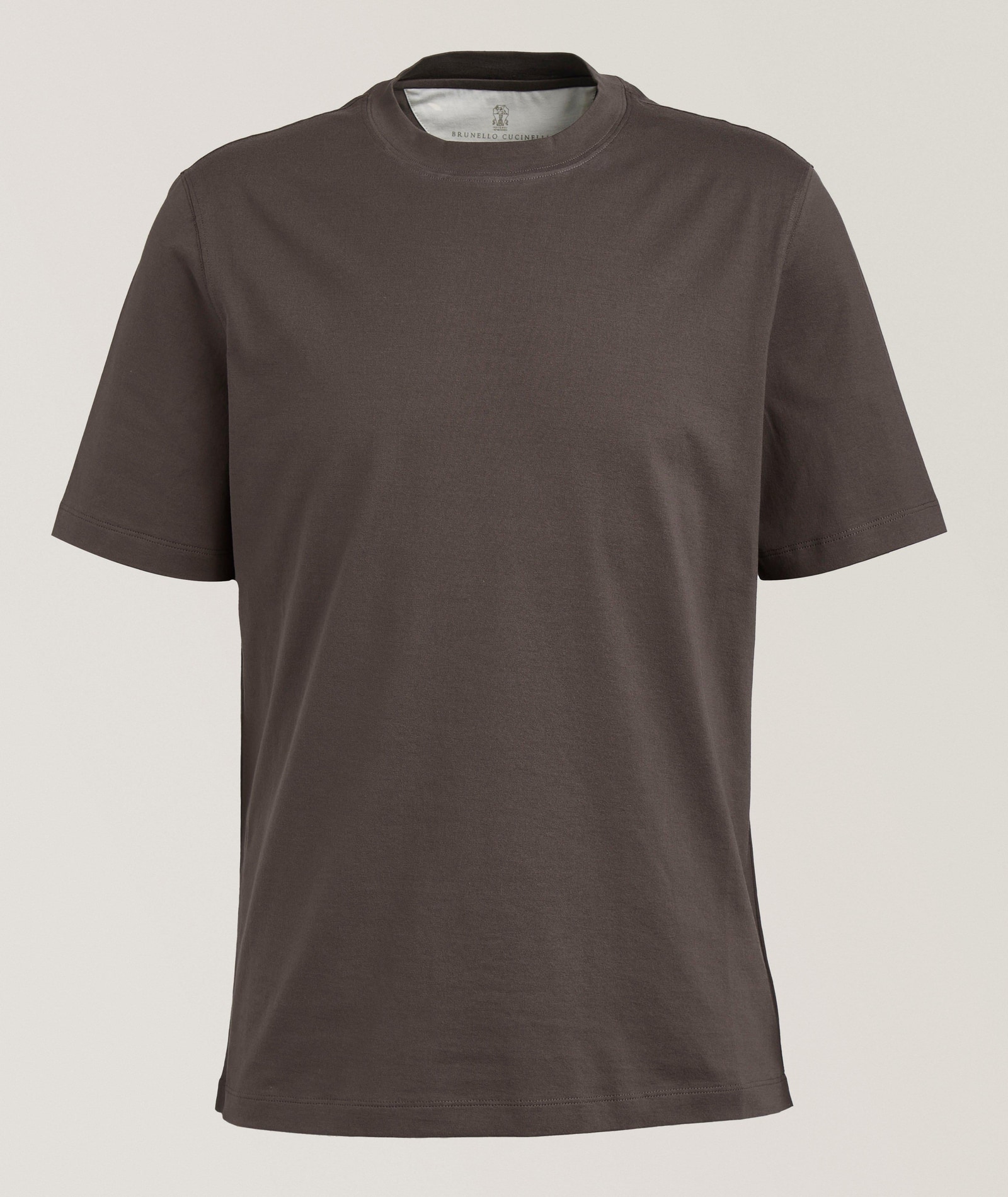 Brunello Cucinelli Cotton Crewneck T-Shirt in Brown Cotton & Cotton Blends, image 1 of 1 from Harry Rosen