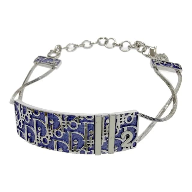 Dior Metal Trotter Plate Bracelet Silver Blue in Blue from The Reluxe, photo 1 of 1