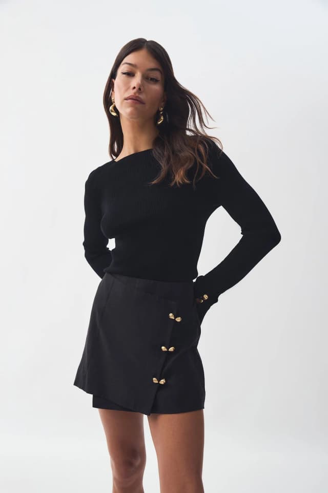 AJE Amber Mini Skirt in BLACK, image 1 of 1 from Aje