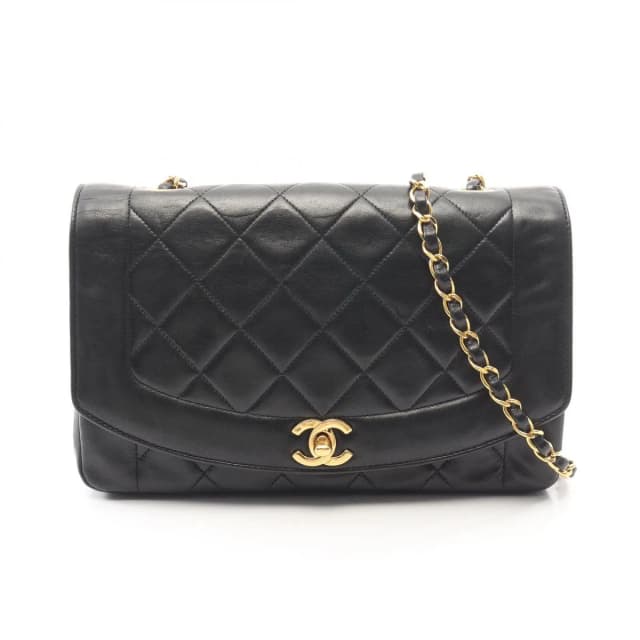 Chanel Shoulder Bag Quilted Diana Flap Black Lambskin Chain in Black Lambskin from The Reluxe, photo 1 of 1