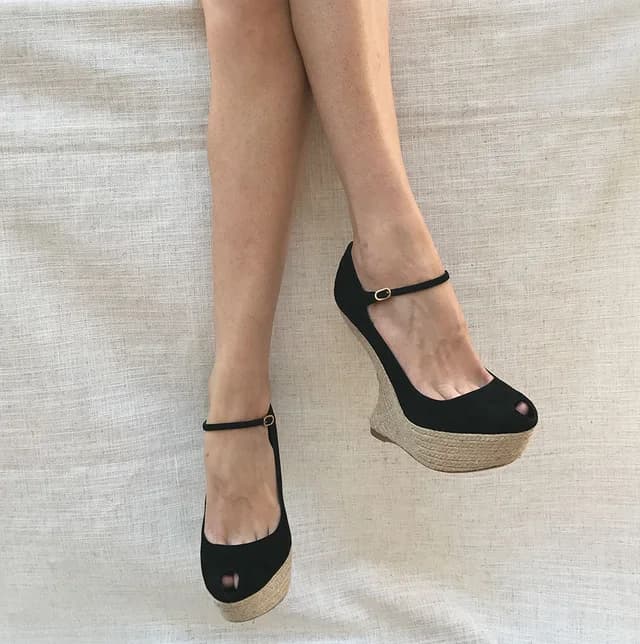 Alexander McQueen Armadillo Curved Espadrille Wedge, Black, image 1 of 1 from Cultstatus