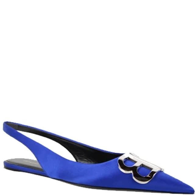 Balenciaga BB Flat Slingback Satin, Electric Blue, image 1 of 1 from Cultstatus