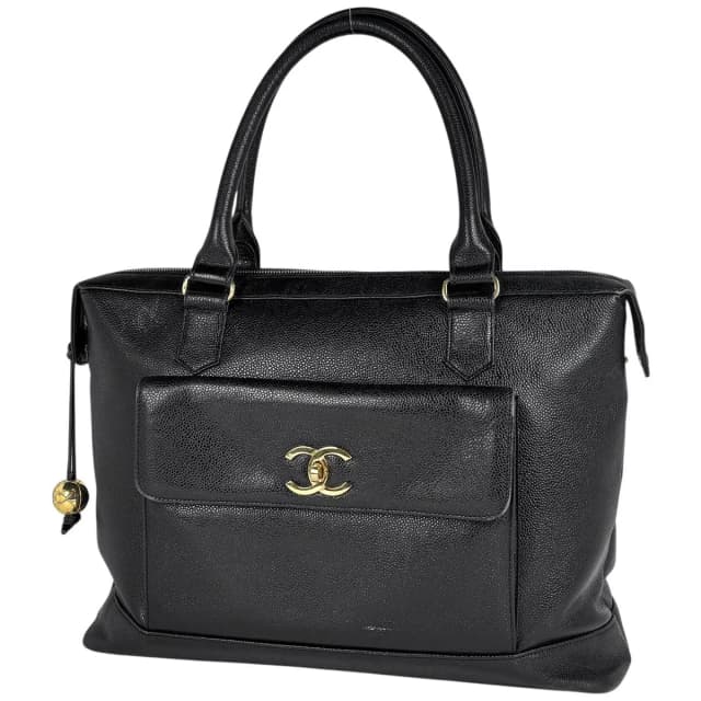Chanel Tote Bag CC Logo Caviar Leather Black in Black Caviar leather from The Reluxe, photo 1 of 1