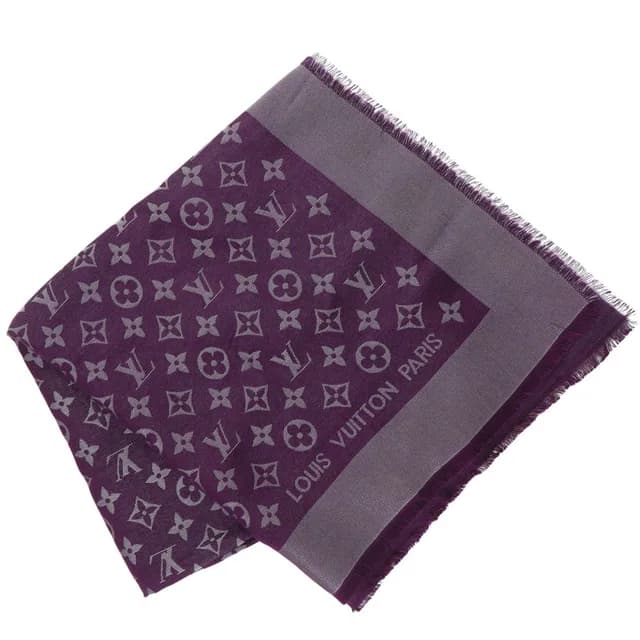 Louis Vuitton Monogram Shine Silk Purple Shawl Scarf in Purple Silk from The Reluxe, photo 1 of 1