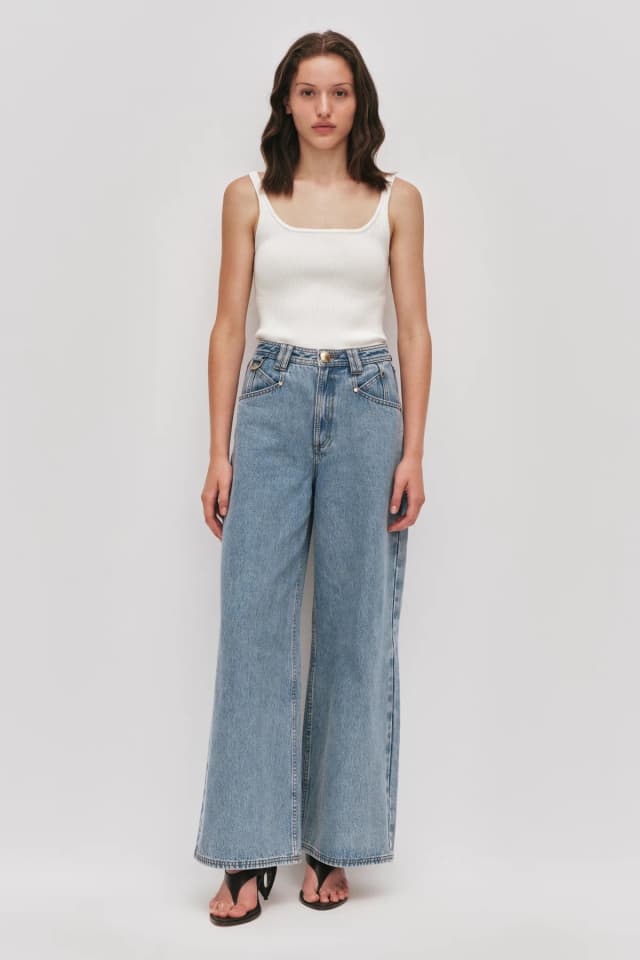AJE Goldie Denim Jeans in OCEAN WASH, image 1 of 1 from Aje