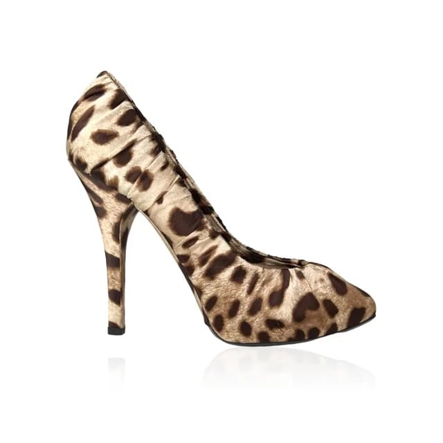 Dolce & Gabbana Pleated Silk Pumps in Leopard Print Silk from Designer Archives, photo 1 of 1
