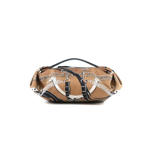 Hermès Balusoie Silk Bag Biscuit/Noir in Black Silk from The Purse Affair, photo 1 of 1