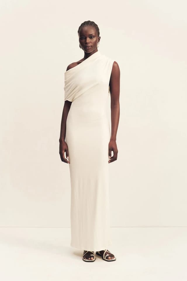 Shona Joy ABY JERSEY DRAPED MAXI DRESS - IVORY, image 1 of 1 from Shona Joy