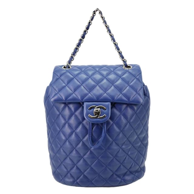 Chanel Urban Spirit Quilted Lambskin Leather Backpack Bag Blue in Blue Lambskin from Dallas Designer Handbags, photo 1 of 1