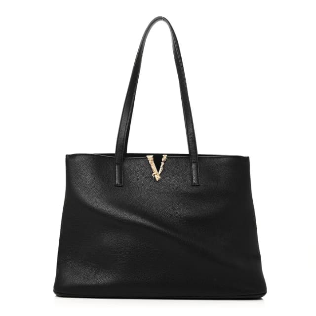 Versace Virtus V Grained Calfskin Leather Bag - Black in Black Caviar leather from H&T, photo 1 of 1