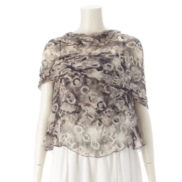 Chanel Coco Camellia Silk Ensemble Camisole Shawl Set Top Gray Black 38 in Black Silk from The Reluxe, photo 1 of 1