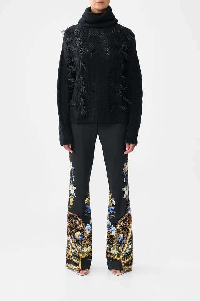 Camilla eBoutique ROLL NECK JUMPER- BLACK OTTOMAN ELEGANCE, image 1 of 1 from CAMILLA