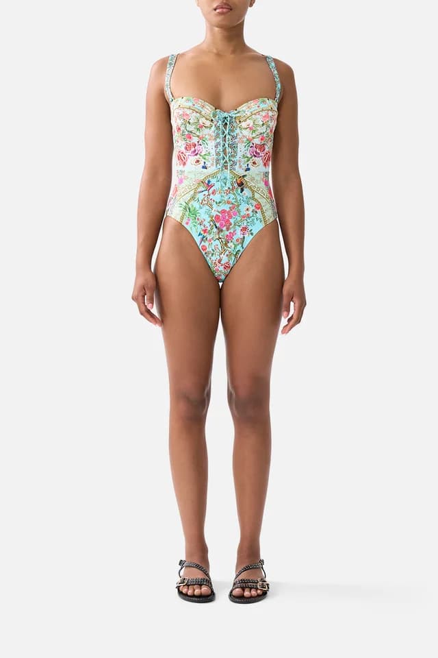 Camilla eBoutique LACE UP UNDERWIRE MOULDED CUP ONE PIECE SULTANS AND QUEENS, image 1 of 1 from CAMILLA