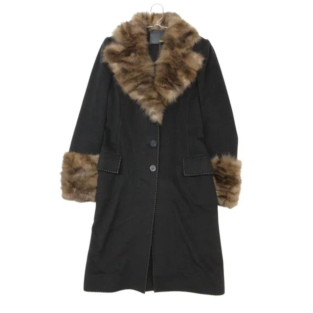 Fendi Coat Seable Fur Cashmere Blend Long Dark Gray 40 in Grey Cashmere from The Reluxe, photo 1 of 1