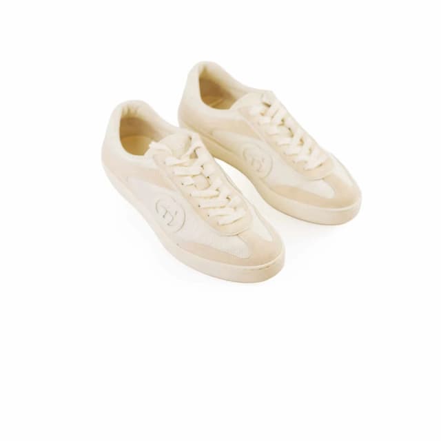 Gucci G75 Suede/Mesh Sneakers Beige Size 37.5 in Beige Suede from The Purse Affair, photo 1 of 1