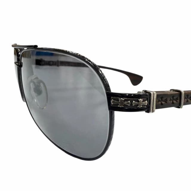 Chrome Hearts the Beasti Wood 925 CH Cross Temple Sunglasses Black Brown in Black from The Reluxe, photo 1 of 1