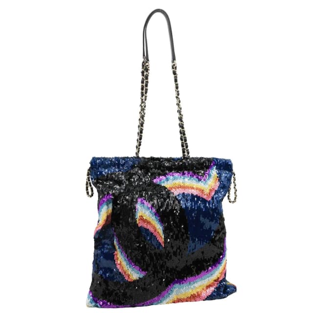 Chanel 2021 Sequin Drawstring Tote Bag Multicolor in Multicolor from Dallas Designer Handbags, photo 1 of 1