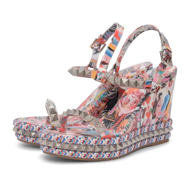 Christian Louboutin Patent Pyraclou Xtian Wedges 41 in Multi Colour Patent leather from Blue Spinach, photo 1 of 1