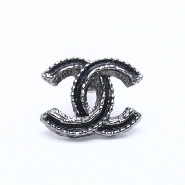 Chanel CC Logo Single Earrings 03 Metal Silver Black Clear in Black from The Reluxe, photo 1 of 1