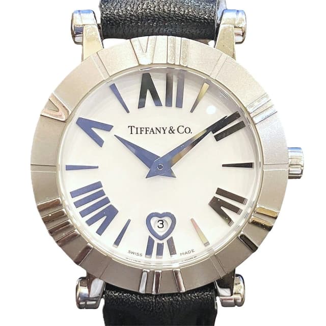 Tiffany & Co. Atlas Watch SS Leather Quartz White Dial in White Leather from The Reluxe, photo 1 of 1