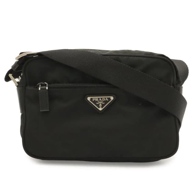 Prada Triangle Logo Shoulder Bag Pochette Crossbody Nylon Leather Nero Black in Black Nylon from The Reluxe, photo 1 of 1