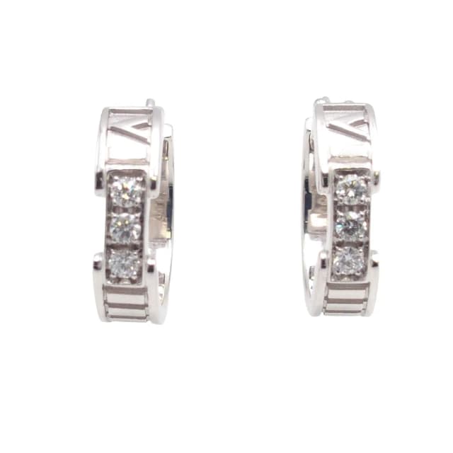 Tiffany & Co. Atlas White Gold Diamond 18K Earrings in White from The Reluxe, photo 1 of 1