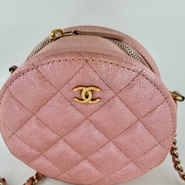 Chanel Pink Caviar Matelasse Round Crossbody in Pink Caviar leather from SparklesnDreams, photo 1 of 1