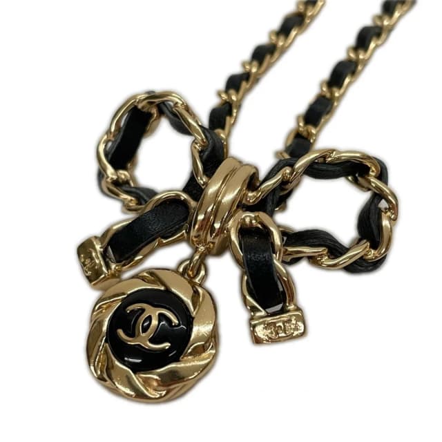Chanel 22A Leather Ribbon Necklace Metiers D'Artart Black in Black Leather from The Reluxe, photo 1 of 1