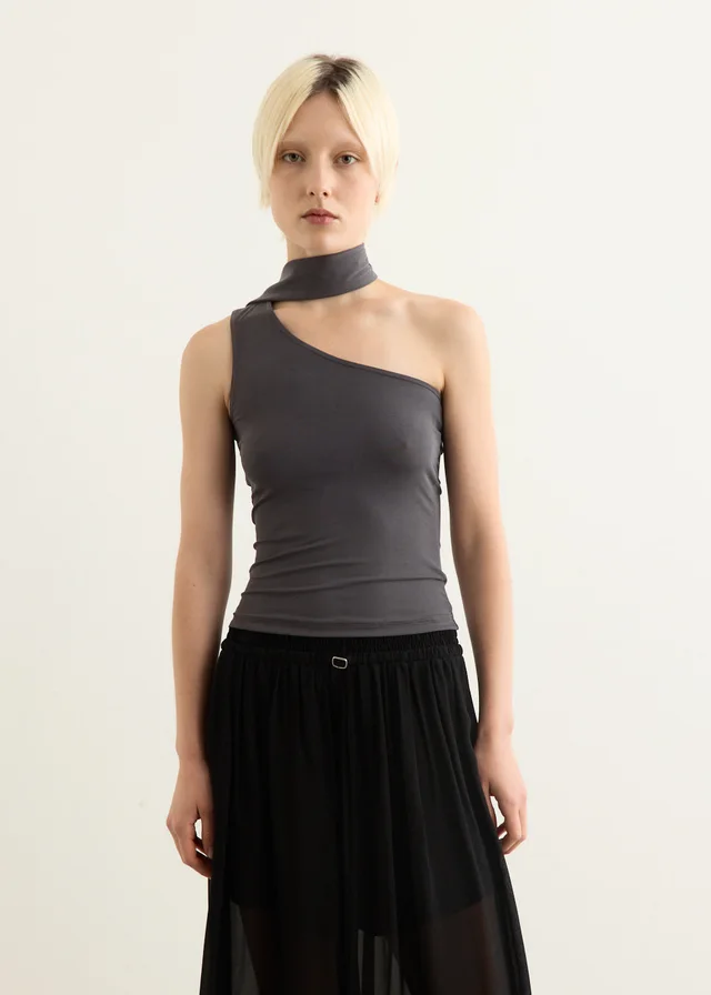 Incu Collection Believer Scarf Top in CHARCOAL, image 1 of 1 from Incu