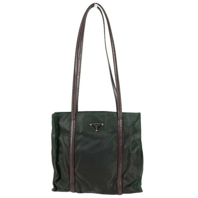 Prada Shoulder Bag Triangle Logo Nylon Khaki in Green Nylon from The Reluxe, photo 1 of 1