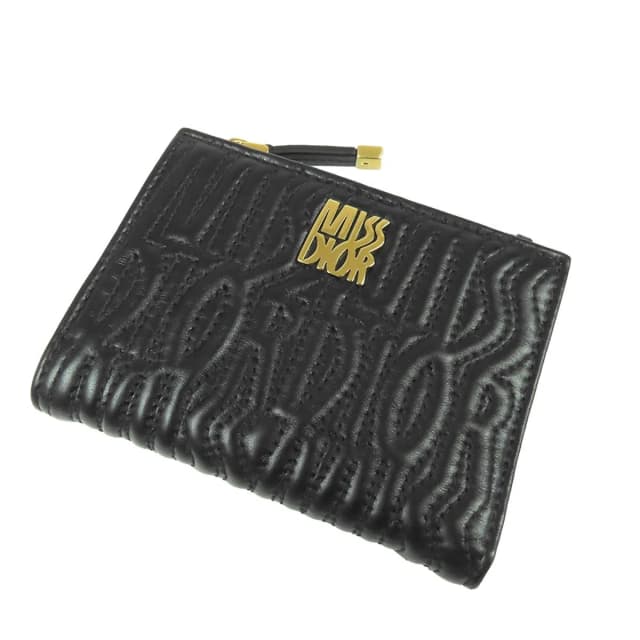 Dior Miss Noir Black Leather Dahlia Wallet Logo Bifold in Black Leather from The Reluxe, photo 1 of 1