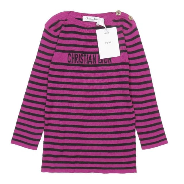 Dior Signature Logo Border Pattern Knit Cashmere Silk Blend Long Sleeve Purple in Purple Silk from The Reluxe, photo 1 of 1