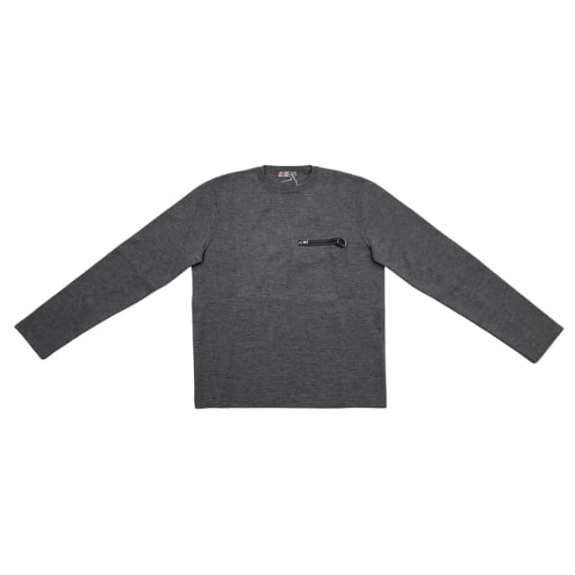 Prada Sweatshirt Crew Neck Knit 50 Wool Nylon Zip Pocket Gray in Grey Nylon from The Reluxe, photo 1 of 1
