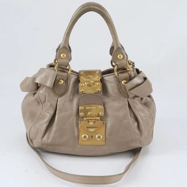 Miu Miu Side Ribbon Leather 2-Way Shoulder Bag Crossbody Hand in Leather from The Reluxe, photo 1 of 1