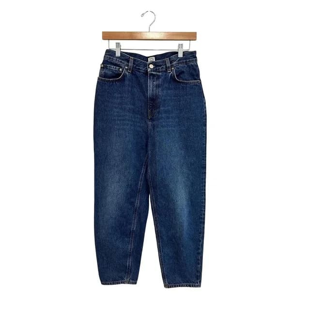 TOTEME Women's High waisted Jeans - Blue - 28" in blue Denim from Depop, photo 1 of 1