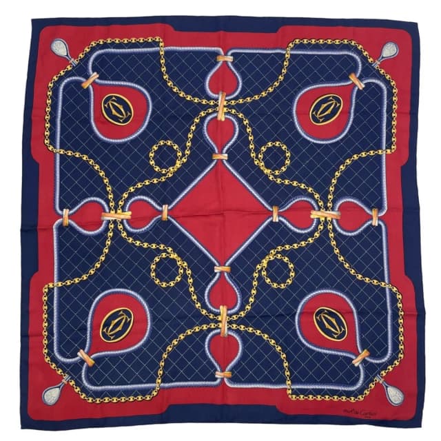 Cartier Scarf Silk Chain Rope Navy Red in Red Silk from The Reluxe, photo 1 of 1