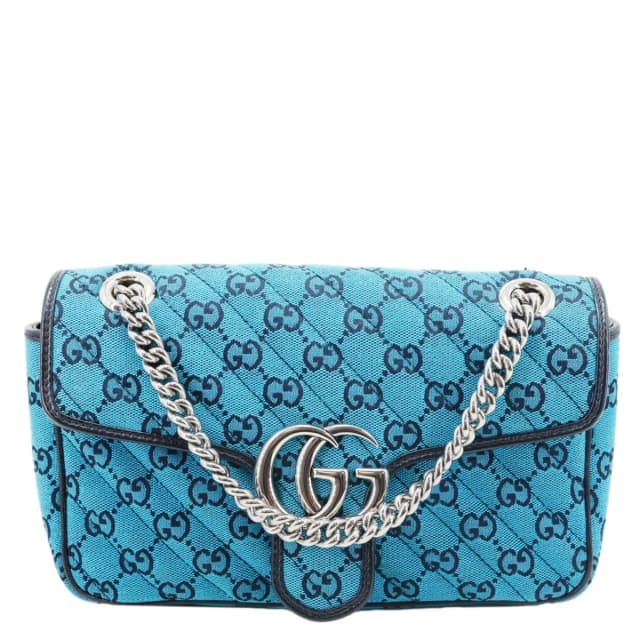 Gucci GG Marmont Small Matelasse Canvas Shoulder Bag Blue 443497 in Blue Canvas from Dallas Designer Handbags, photo 1 of 1
