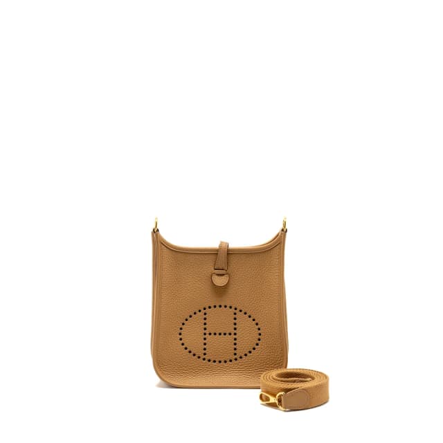 Hermès Mini Evelyne clemence biscuit / camel GHW stamp Z in Brown Clemence leather from EMIER, photo 1 of 1