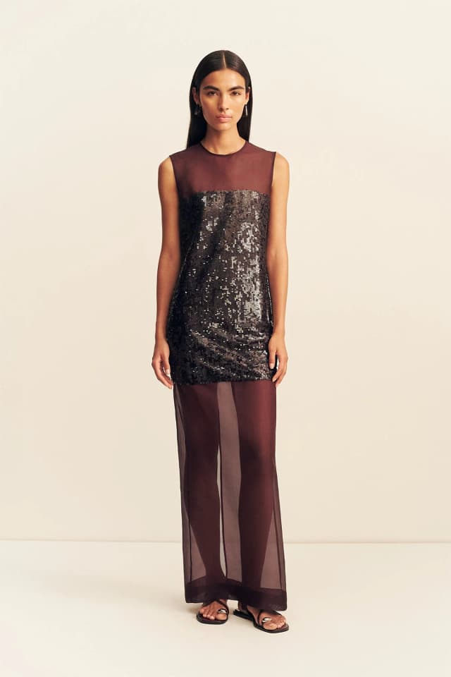 Shona Joy AMERIE SILK SEQUIN MAXI DRESS - PORT ROYALE, image 1 of 1 from Shona Joy
