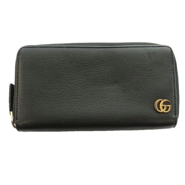 Gucci GG Marmont Zip Around Wallet Leather Logo Black in Black Leather from The Reluxe, photo 1 of 1