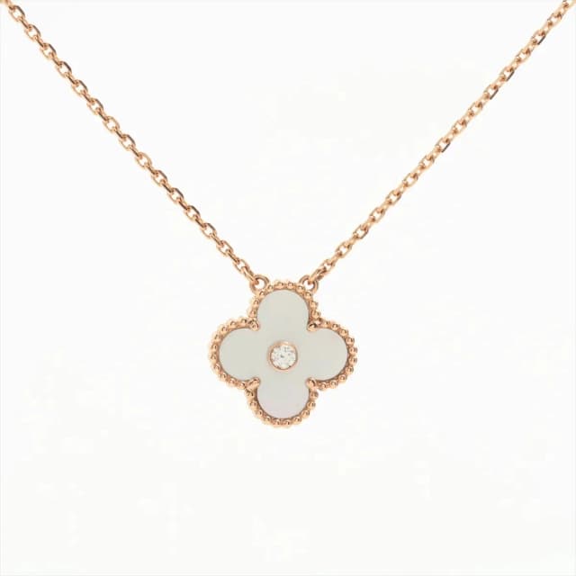 Van Cleef & Arpels Vintage Alhambra Limited Edition Holiday Pendant Mother of Pearl Diamond Necklace from The Purse Affair, photo 1 of 1