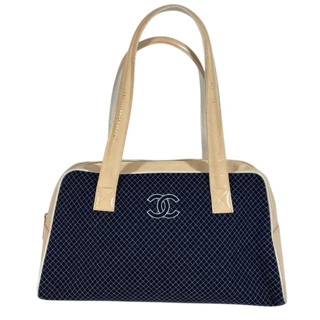 Chanel Shoulder Bag CC Logo Quilted Canvas Navy in Navy Canvas from The Reluxe, photo 1 of 1