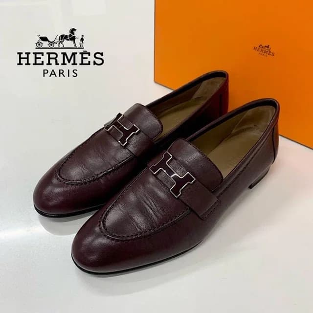Hermès Paris Hhardware Leather Loafers Burgundy Sneakers in Burgundy Leather from The Reluxe, photo 1 of 1