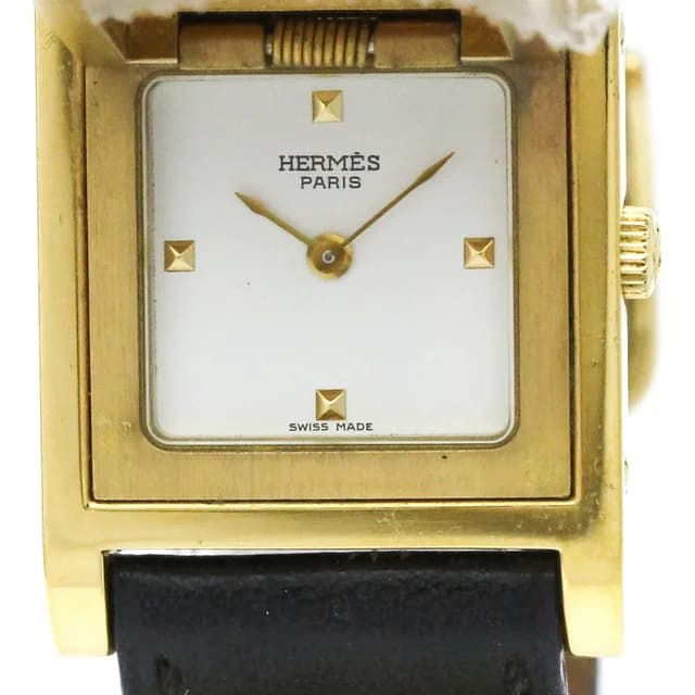 Hermès Médor Gold Plated Leather Quartz Ladies Watch in White Leather from Elady, photo 1 of 1