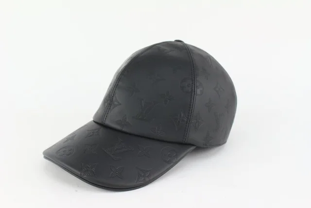 Louis Vuitton Size 60 Black Leather Monogram Shadow Cap Baseball Hat in Black Leather from Bagriculture, photo 1 of 1