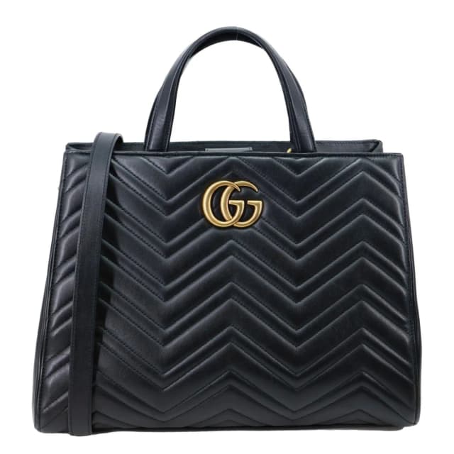 Gucci GG Marmont Medium Calfskin Matelasser Leather Tote Shoulder Bag Black 443505 in Black Calfskin from Dallas Designer Handbags, photo 1 of 1