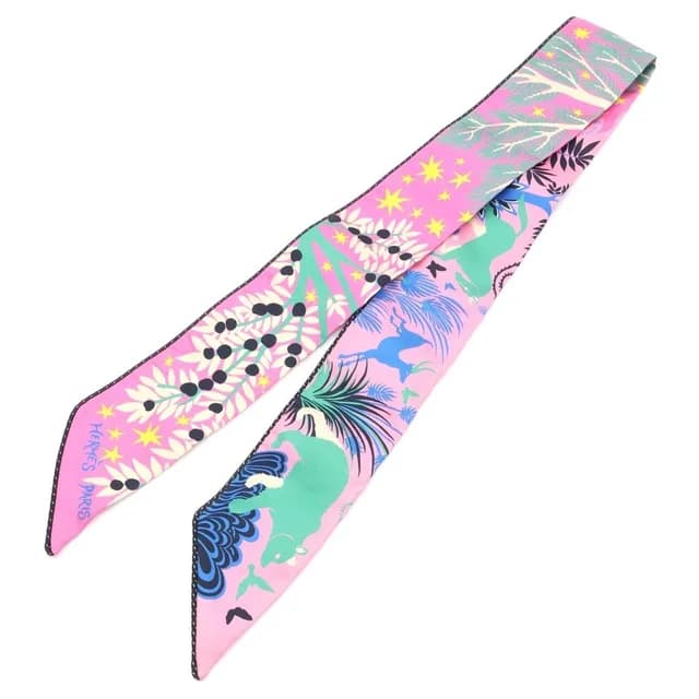 Hermès Twilly le Charme D Orphee BA Silk Scarf Pink in Pink Silk from The Reluxe, photo 1 of 1