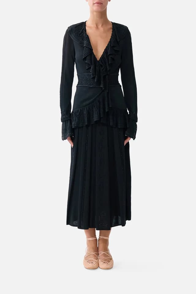 Camilla eBoutique FRILL V NECK KNIT TOP FLAMENCO FOLKLORE, image 1 of 1 from CAMILLA