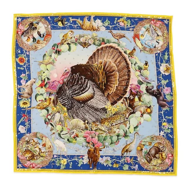 Hermès Scarf Carre 90 Creasing Faune Et Flore du Texas Silk in Silk from The Reluxe, photo 1 of 1