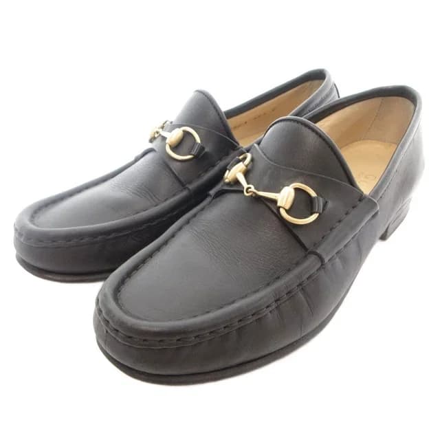 Gucci Horsebit Loafers Shoes Black Leather Gold in Black Leather from The Reluxe, photo 1 of 1